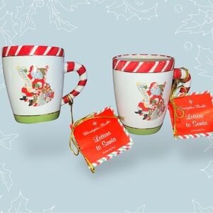 Christopher Radko Letters to Santa Coffee Tea Cups Mugs Set 8 oz Christmas